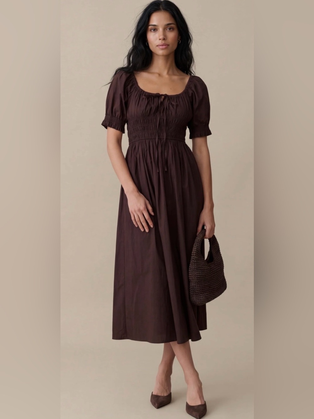 Sorella Fenella Cotton Dress M Dark Coffee NWT Ralph Lauren Factory